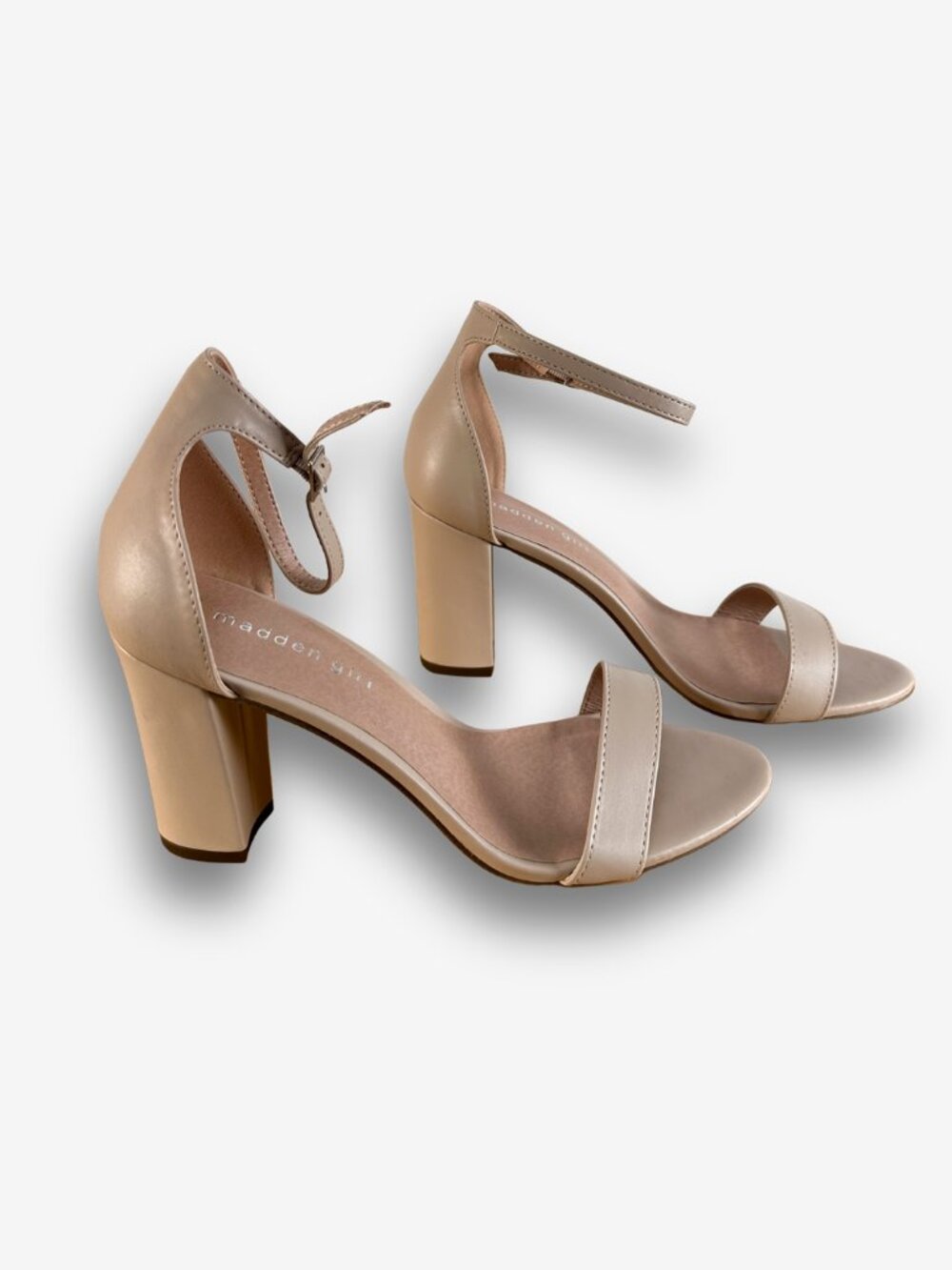 Madden Girl Block Heel Sandals Blush Ankle Strap Wedding Guest Graduation 8.5